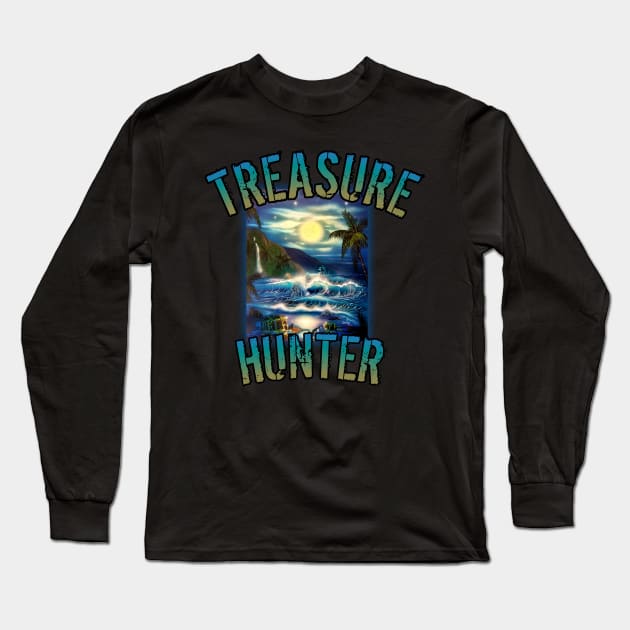 Treasure hunter metal detecting treasure hunting Long Sleeve T-Shirt by Coreoceanart